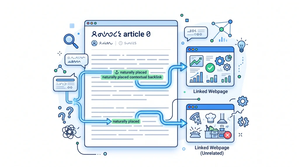 A relevant backlink placed naturally within related surrounding content
