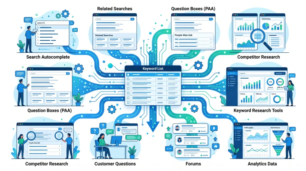 How to find long-tail keywords using search suggestions questions competitors and keyword tools