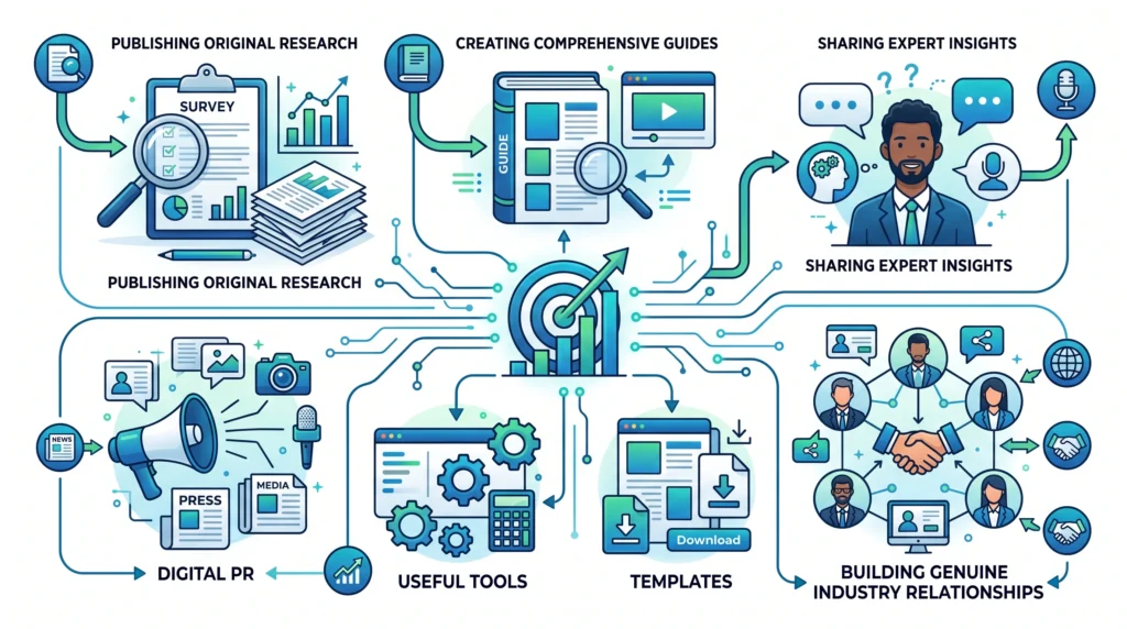 Natural backlink earning strategies through valuable content research and digital PR