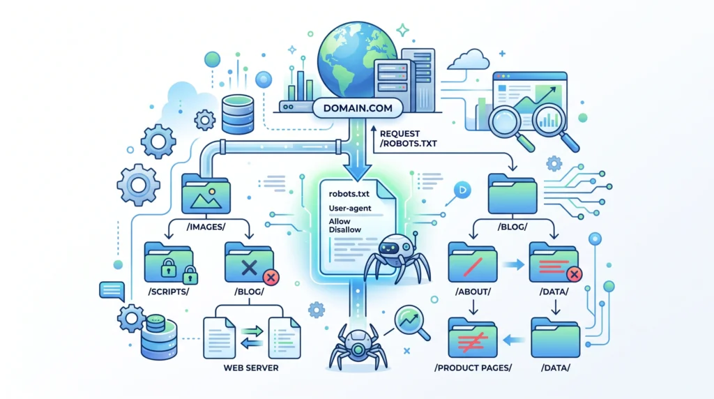 Robots.txt file located in the root directory of a website