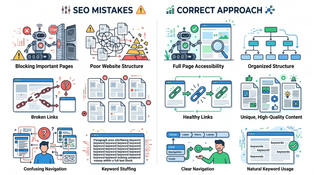 Common search engine and SEO mistakes beginners should avoid