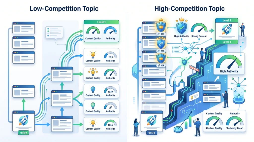 SEO competition showing websites competing for search visibility