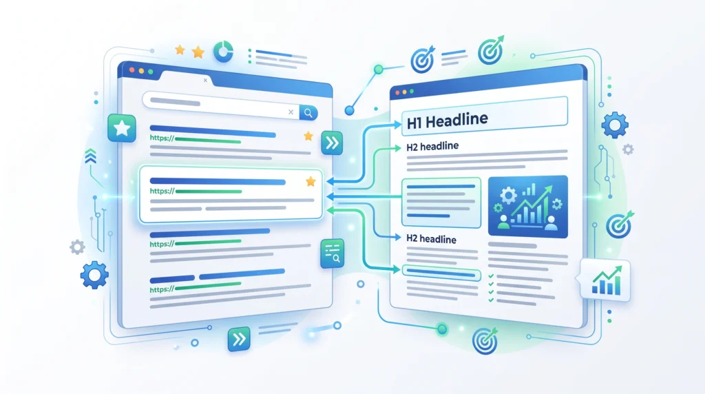 SEO title and meta description optimization in a search result