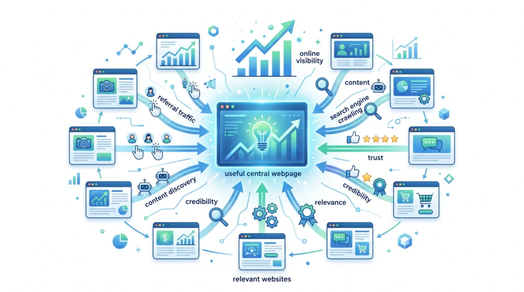 Link building helping users discover relevant content and improving website visibility