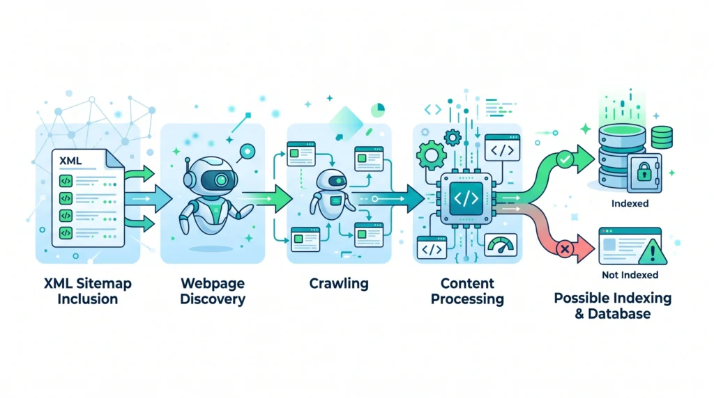 XML sitemap supporting page discovery crawling and possible indexing